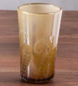Hand-Etched Recycled Glass Tall Octopus Tumblers - Set of 4