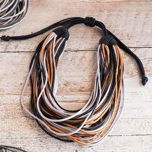 Adjustable Two-Tone Cotton Necklaces - Gray /Charcoal