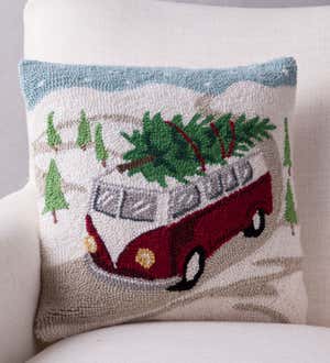 Holiday Hooked Wool Lumbar Pillows