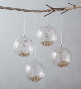Set of 6 Small Glass Star Ball Ornaments