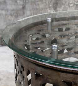Zama Flame-Cut Upcycled Barrel Table