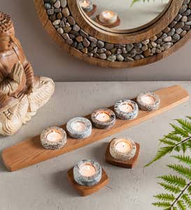 Granite & Cherry Meditation Candle Holders