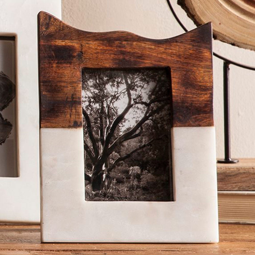 5x7 Wood And Marble Photo Frame - Vertical Split