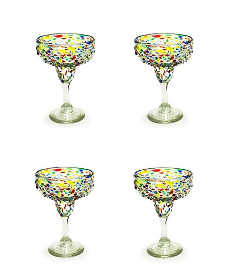 Confetti Recycled Margarita Glass, Set of 4