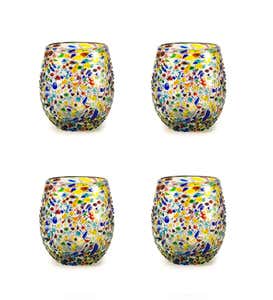 Confetti Recycled Stemless Wine Glass, Set of 4