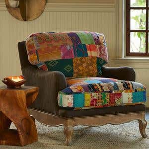 Patchwork Seat & Back with Cafe Base - Patchwork Flax