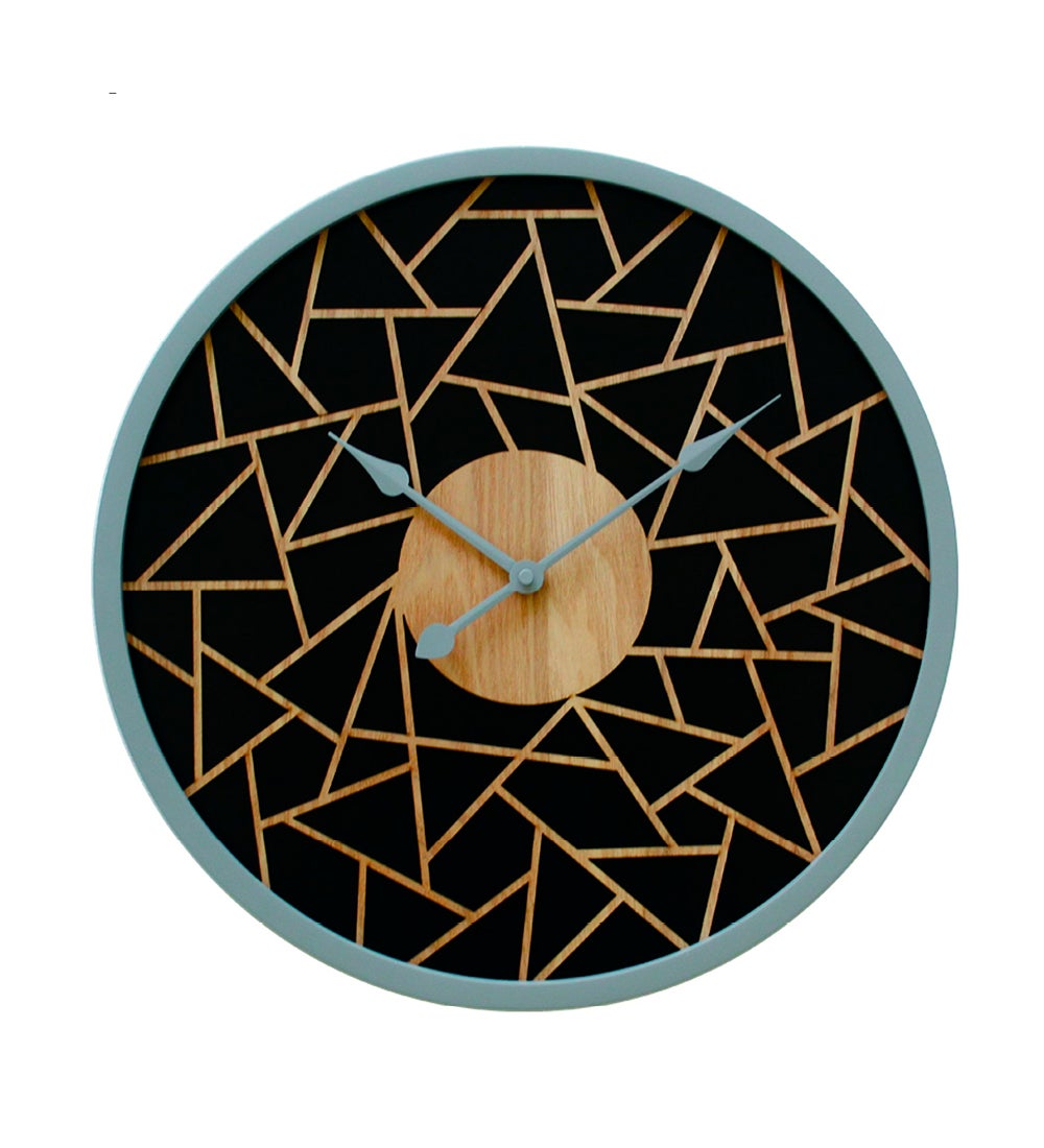 Black 3D Geometric Patterned Wall Clock