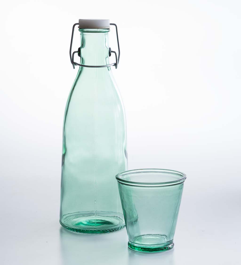 Recycled Glass Milk Bottle and Cup Set swatch image