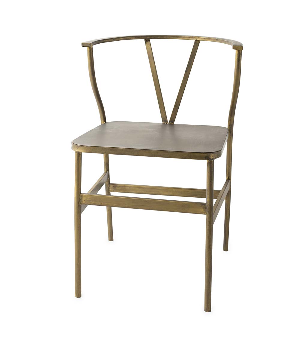 Antique Brass Wishbone Accent Chair