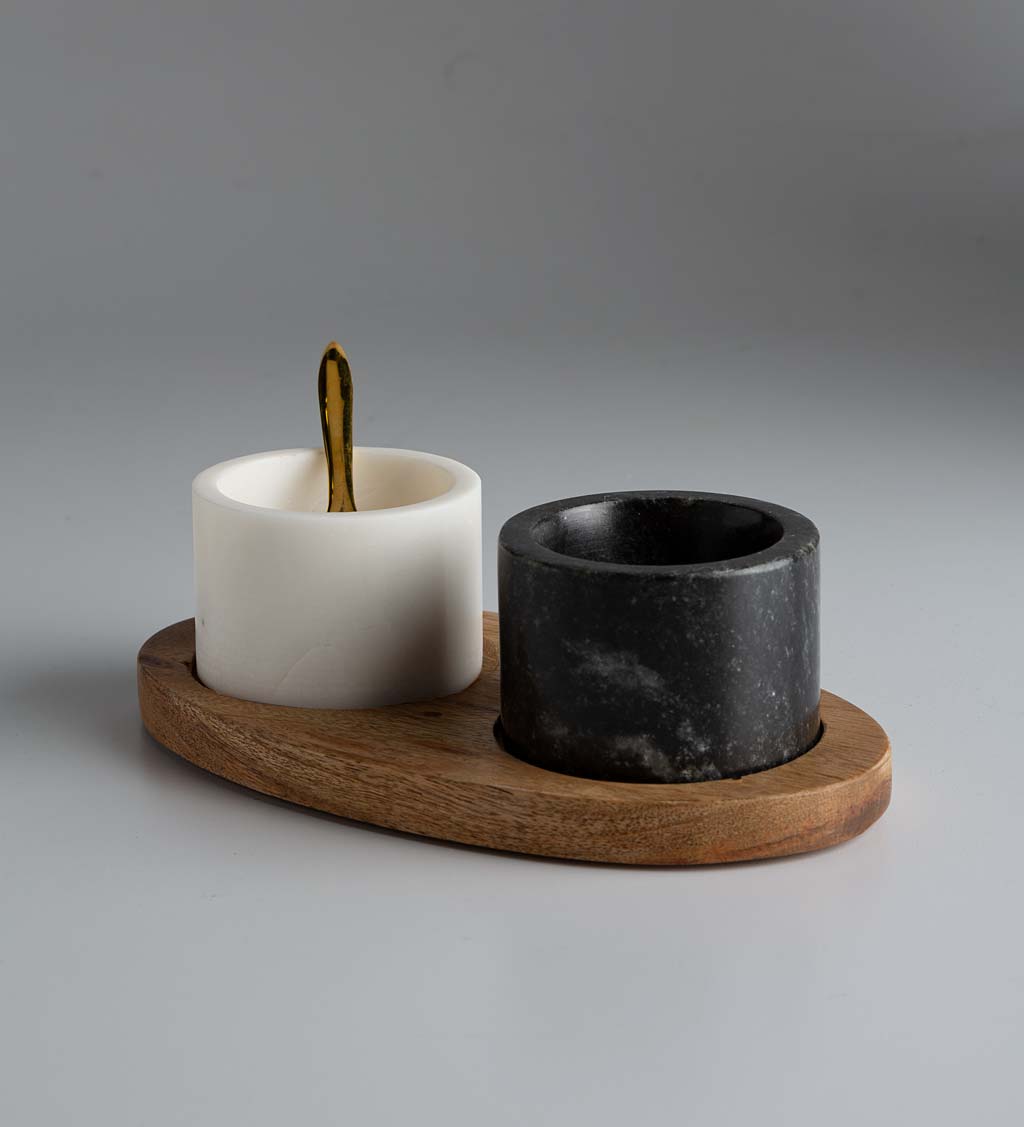 Marble Salt and Pepper Tray Set
