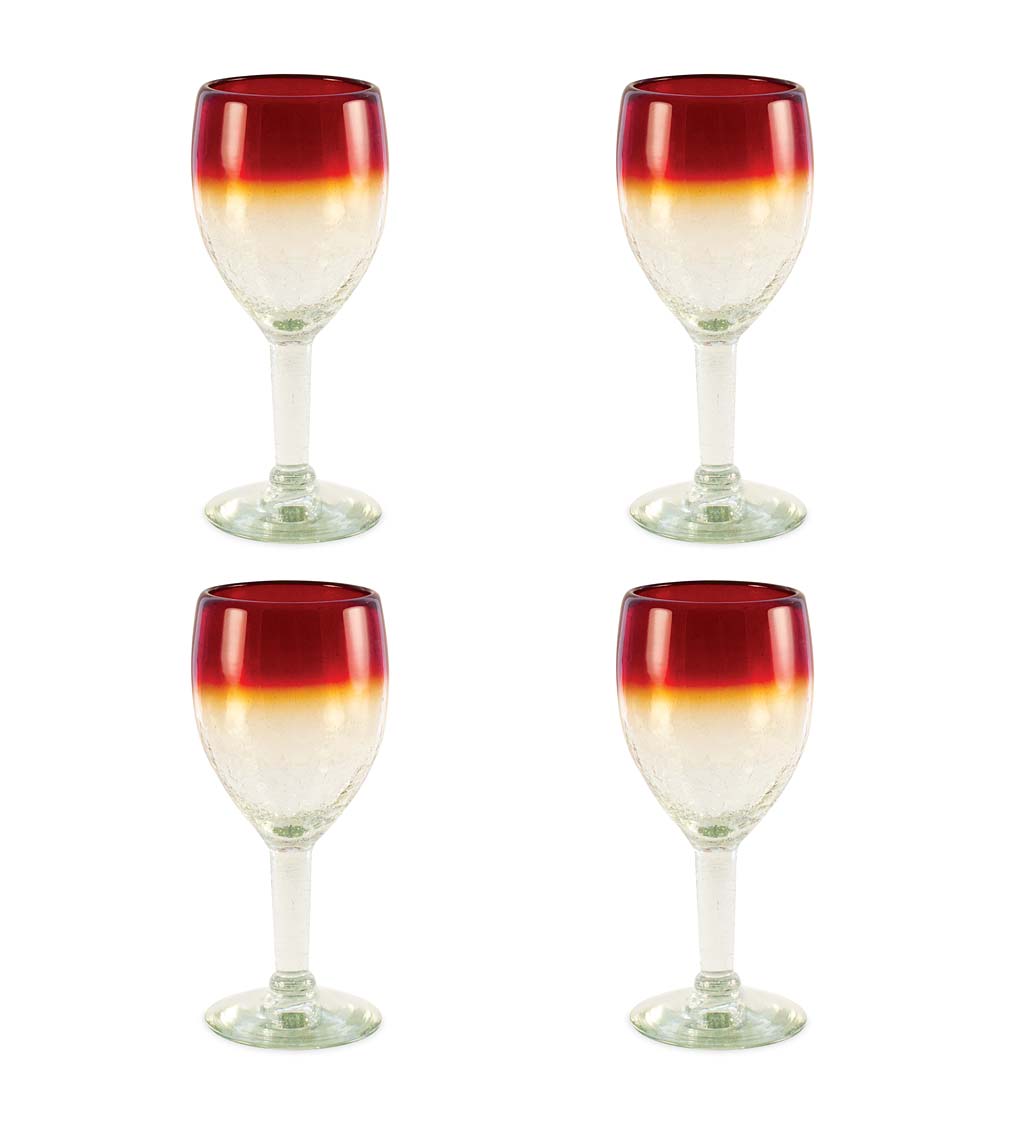 Maya Red Stemless Wine Glasses, Set of 4