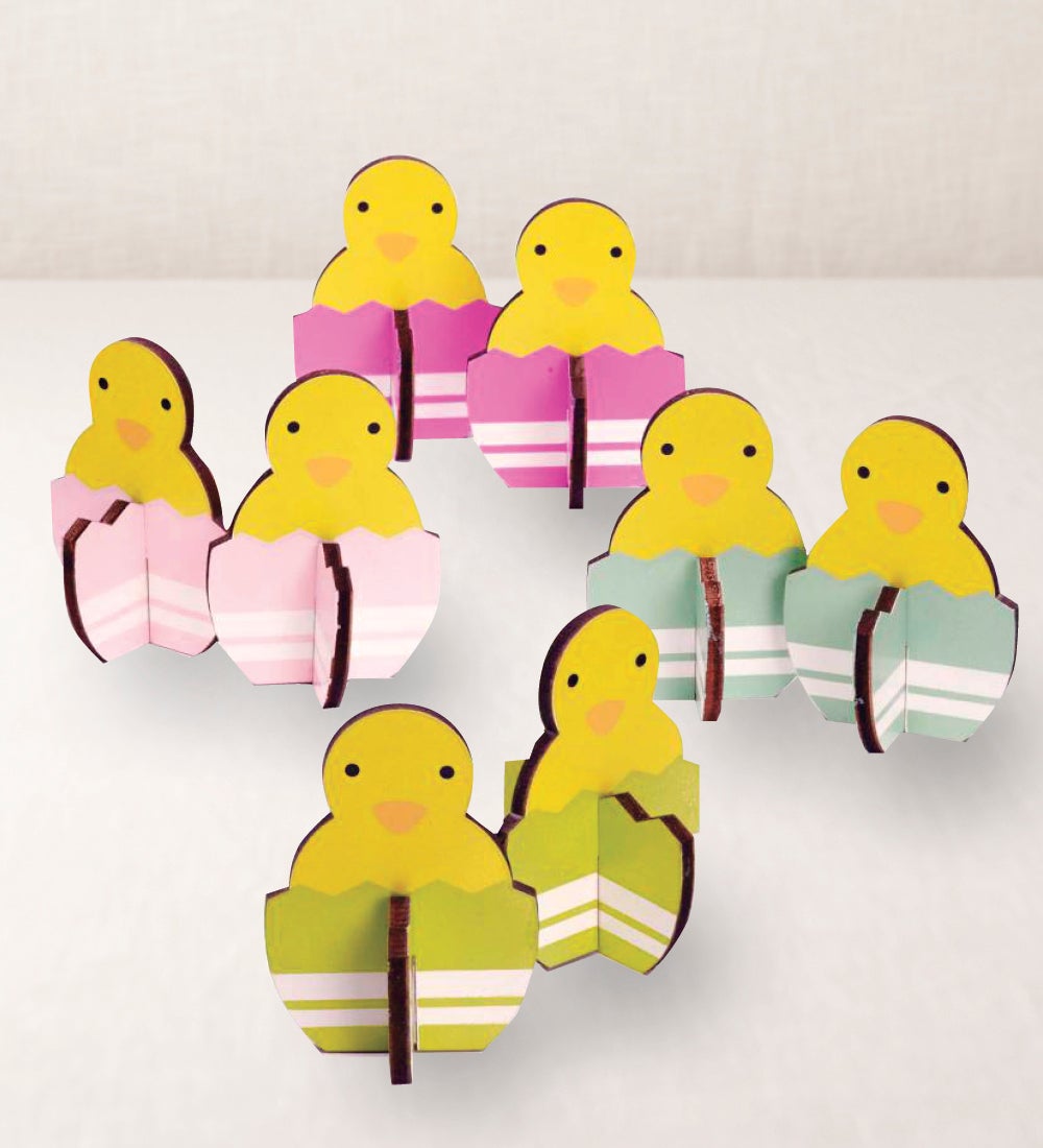 Spring Chick Decorations, Set of 8