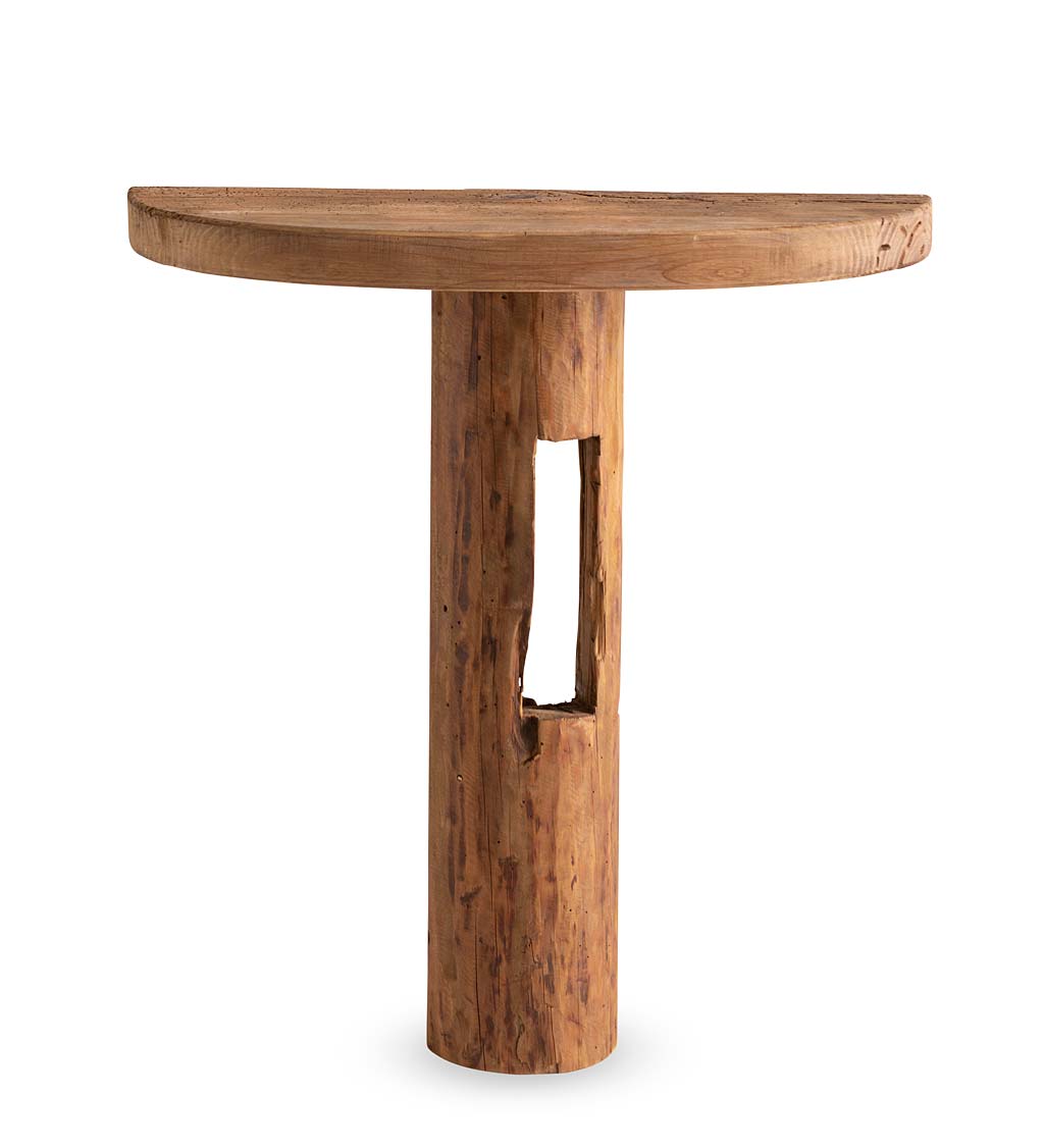 Rustic Reclaimed Pine Wood T-Table Side Table