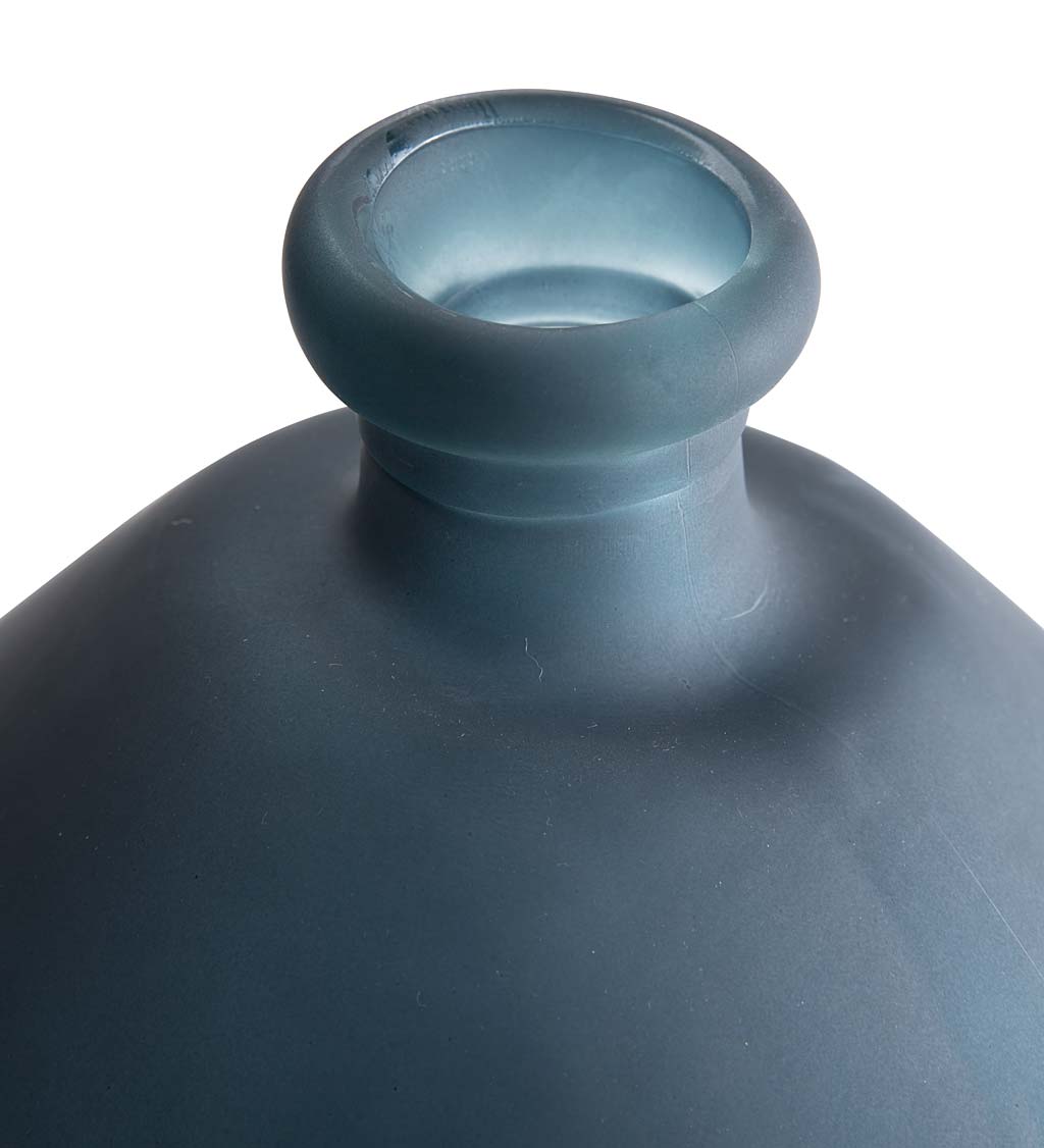 Recycled Round Frosted Gray Glass Balloon Vase, 13"