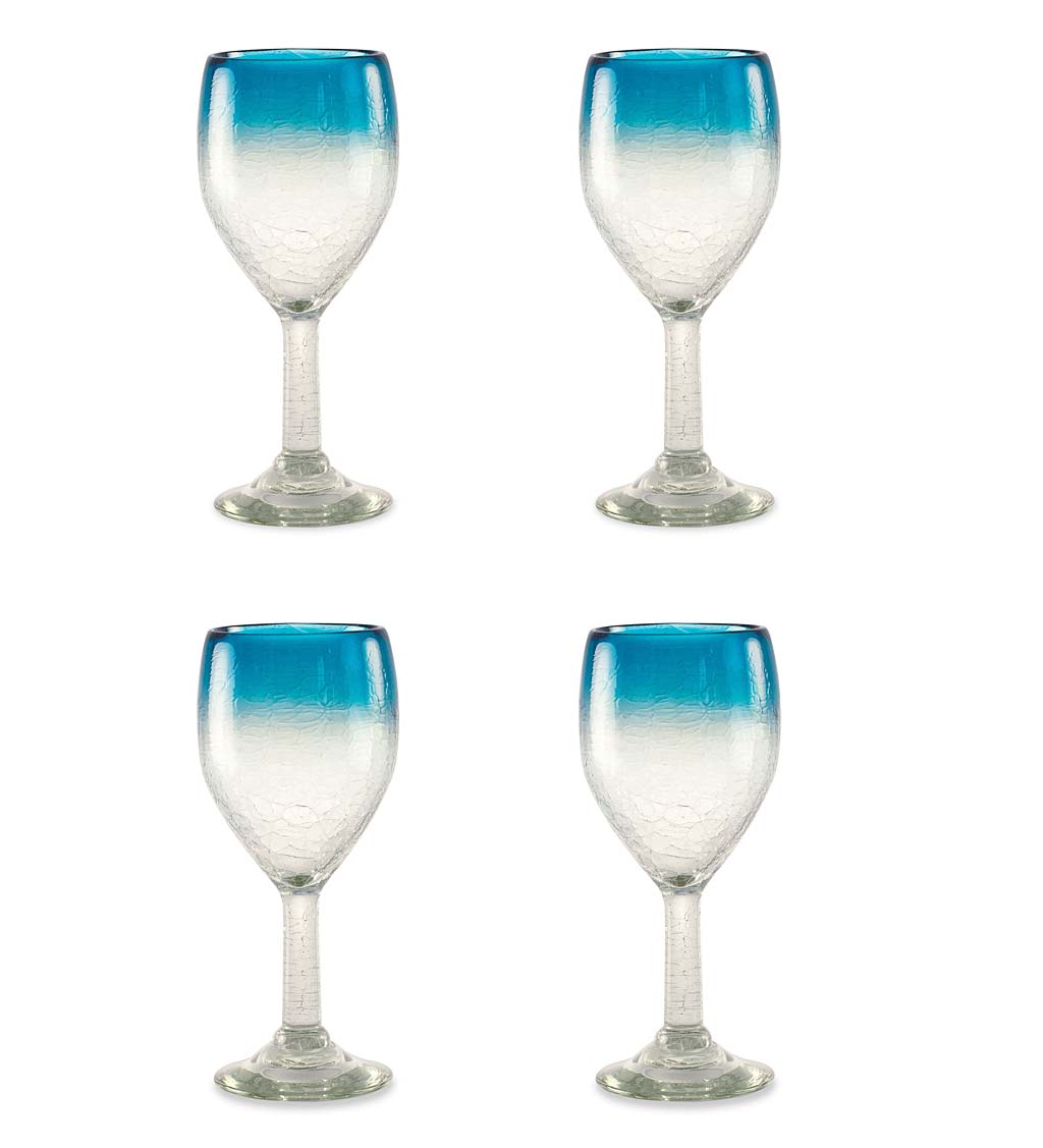 Maya Aqua Wine Glasses, Set of 4