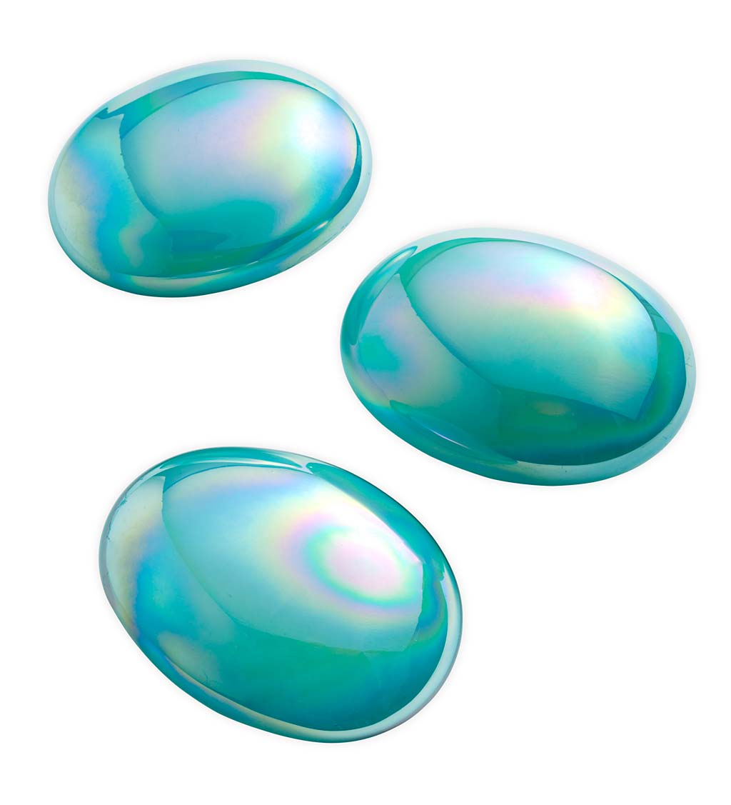 Organic Shaped Iridescent Glass Stones, Set of 3 swatch image
