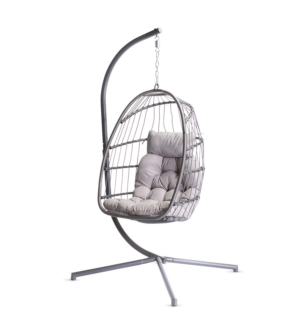 Gray Foldable Hanging Egg Chair and Stand