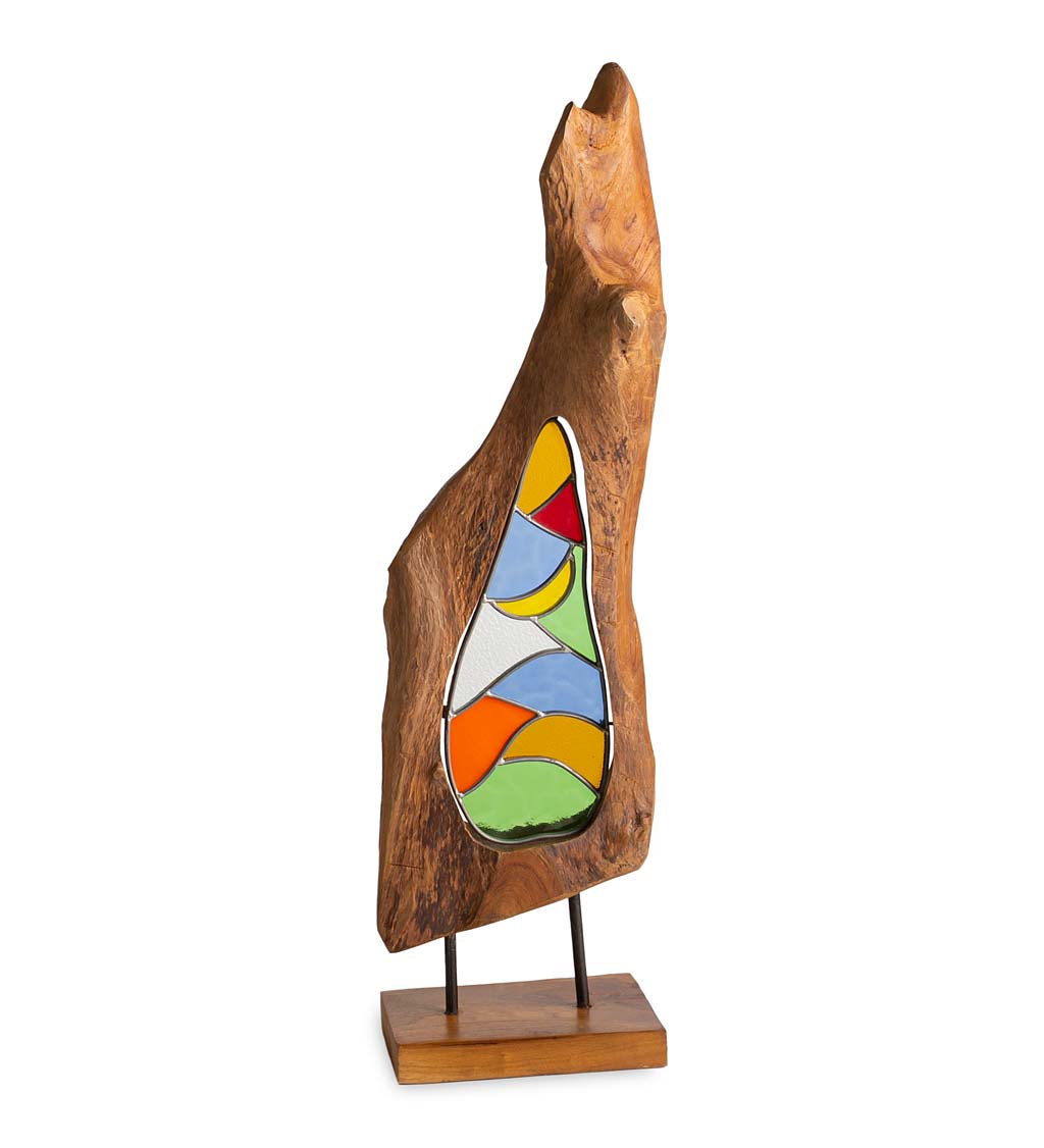 Found Wood and Stained Glass Sculpture