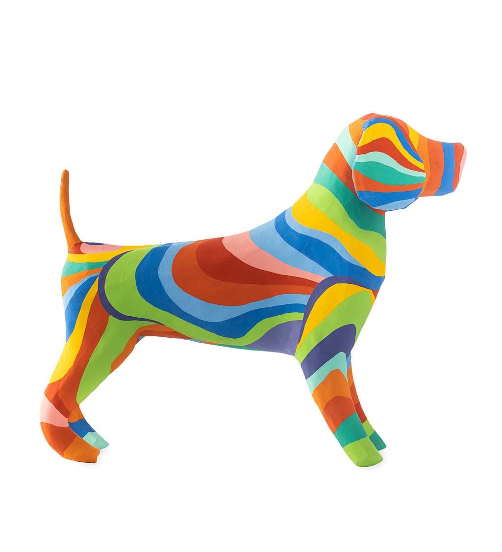 Rainbow Paper Mache Beagle Dog