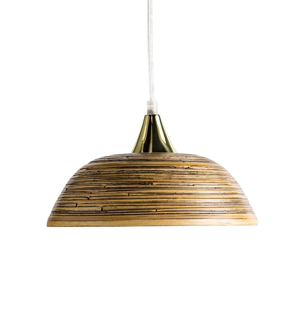Gold-Lined Round Bamboo Hanging Pendant Lamp, Small swatch image