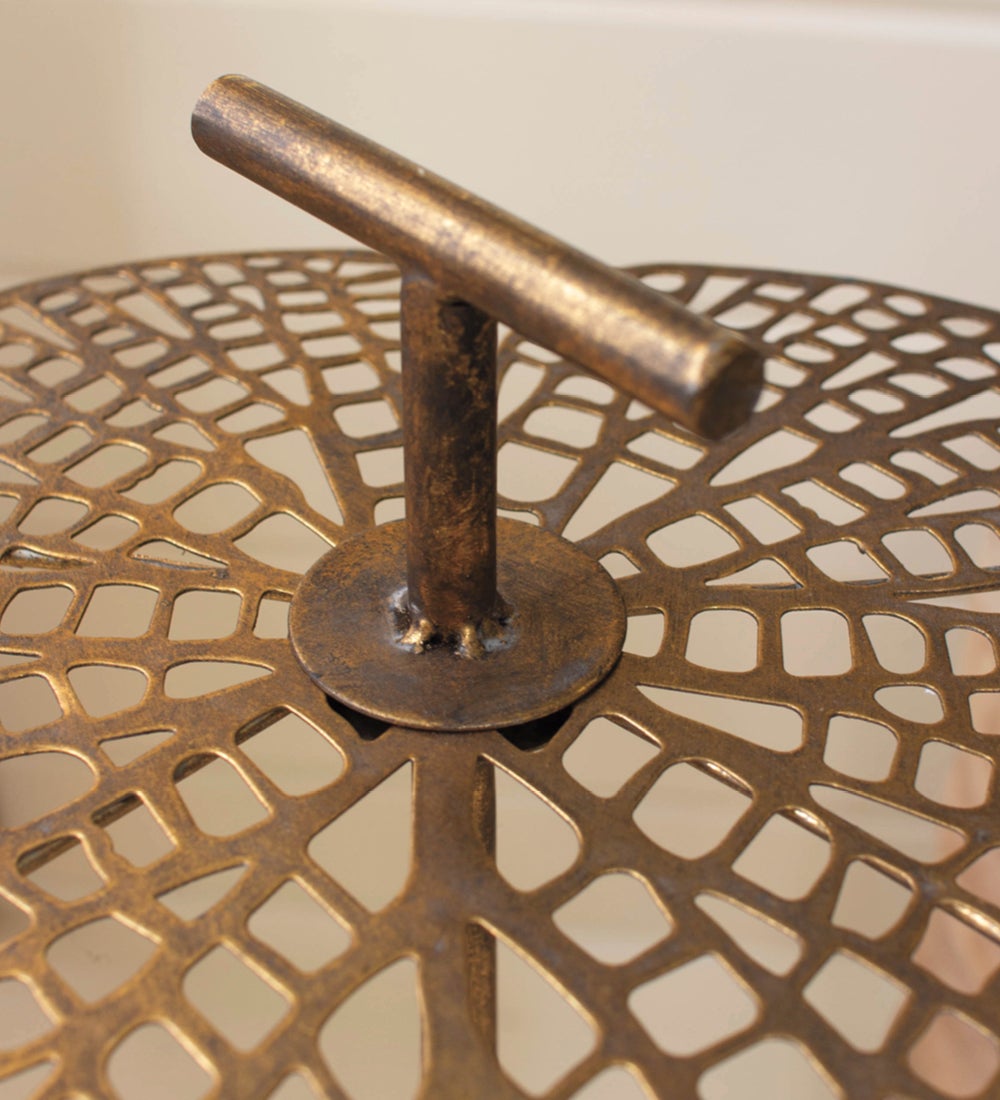 Brass Leaf Accent Drink Table
