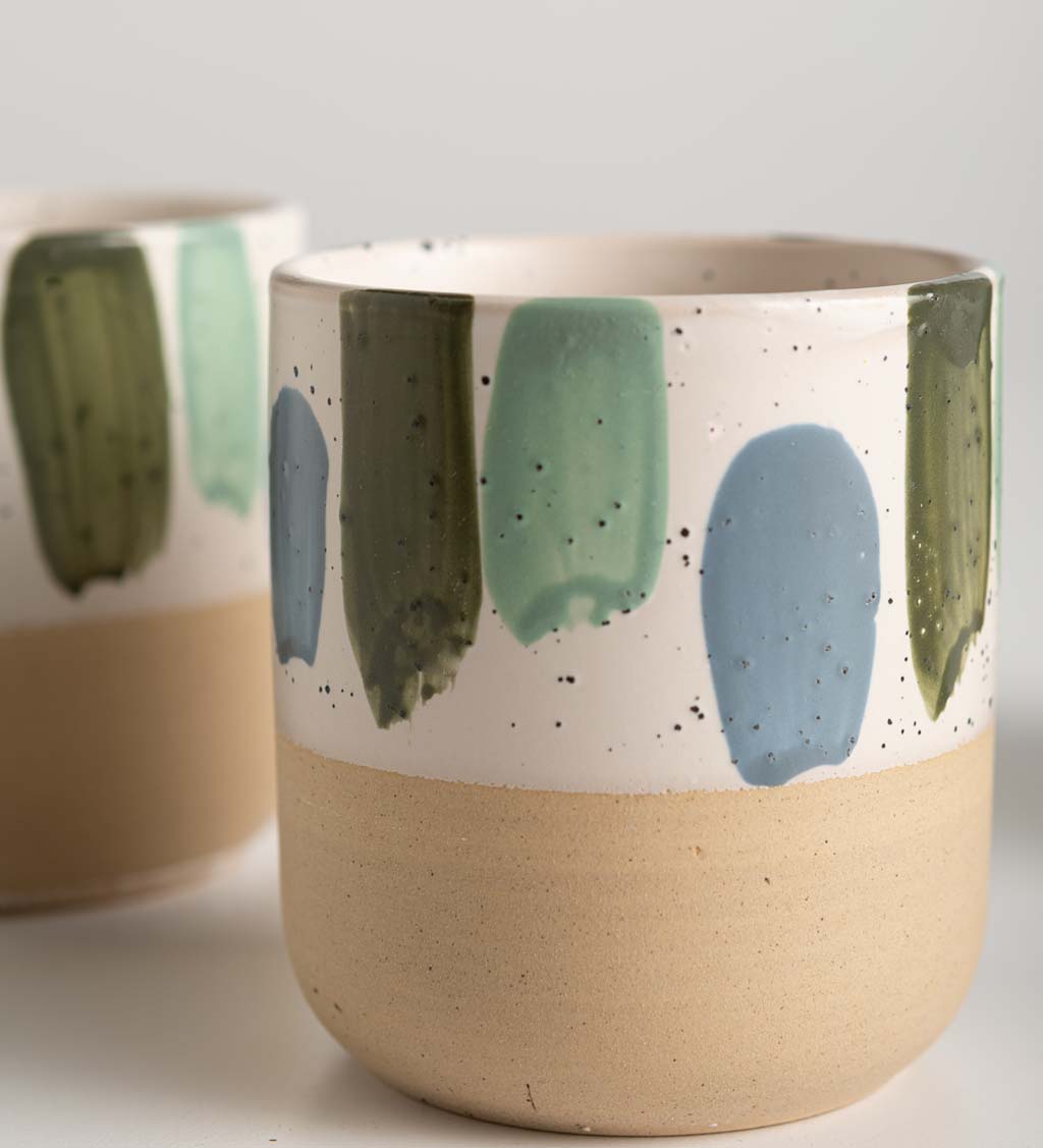 Ceramic Jazzy Hand Painted Mugs, Set of 4