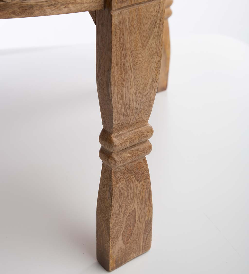 Hand Carved Mango Wood Chakki Accent Table