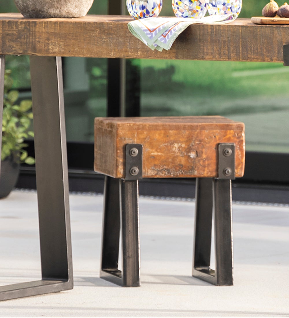 Richland Indoor/Outdoor Reclaimed Wood Stool/Side Table
