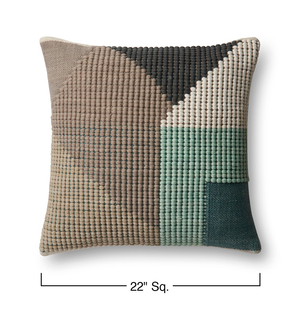 Teal Multi Indoor/Outdoor Pillow, 22" Square