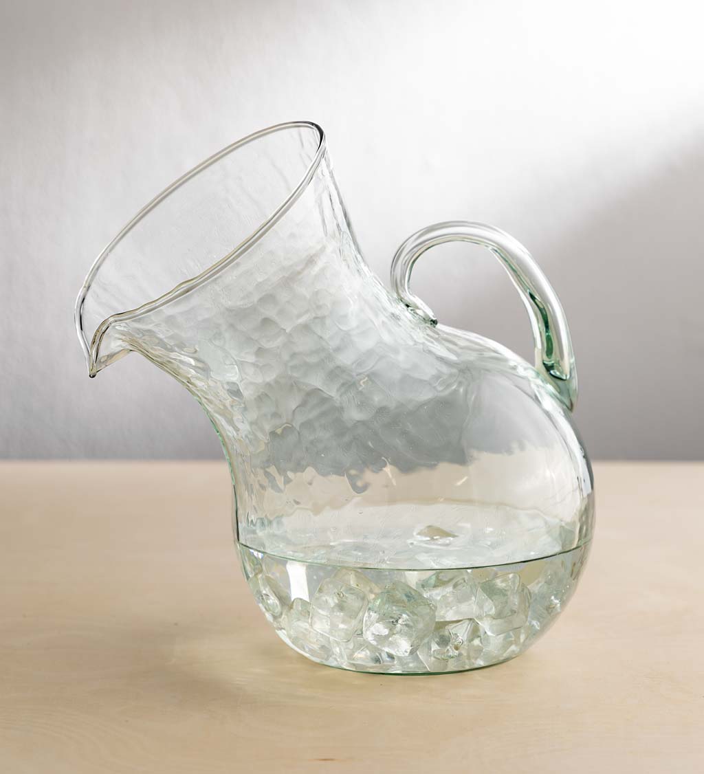 Large Recycled Glass-Tilted Pitcher