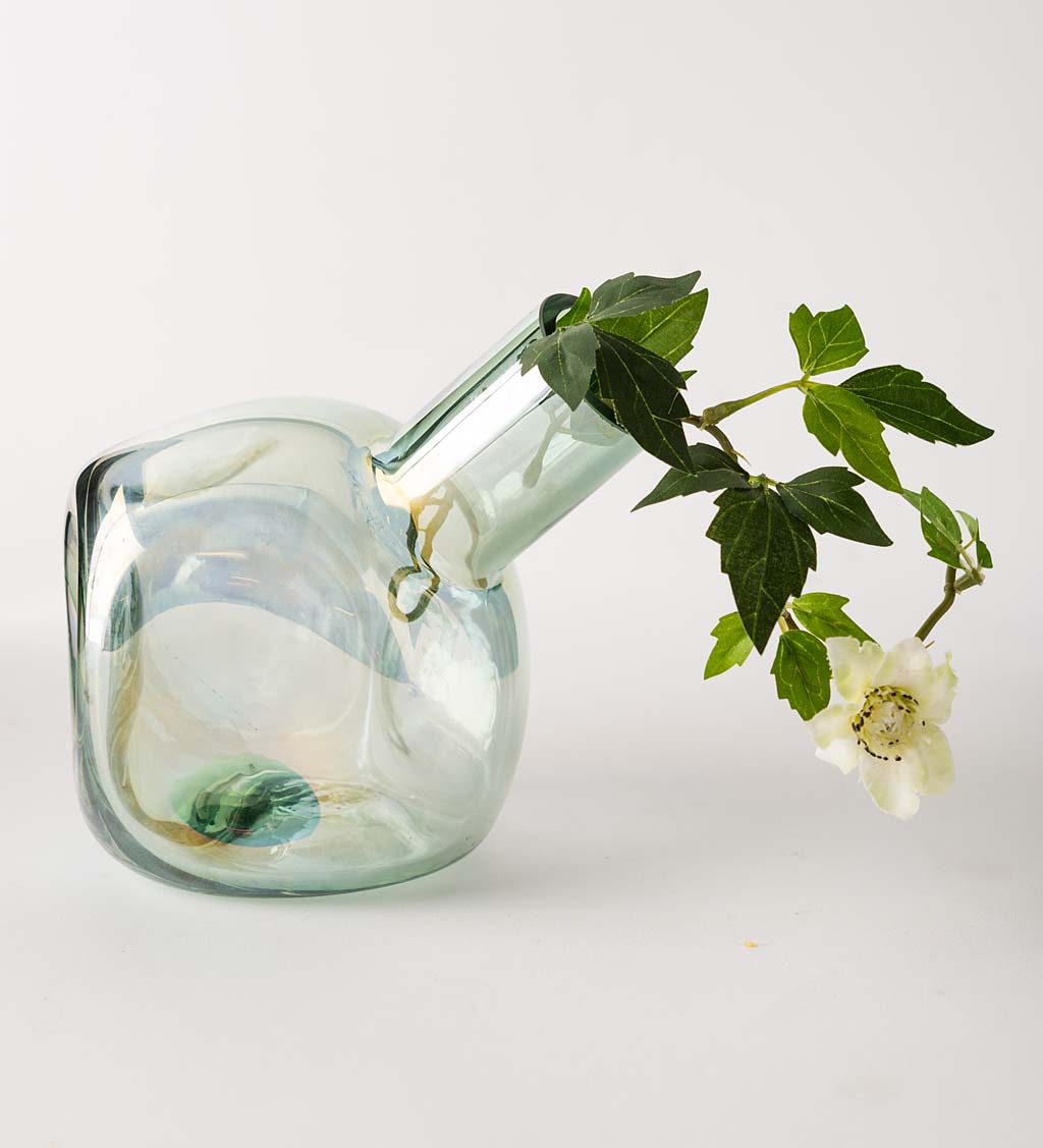 Dual-Dented Iridescent Glass Vases