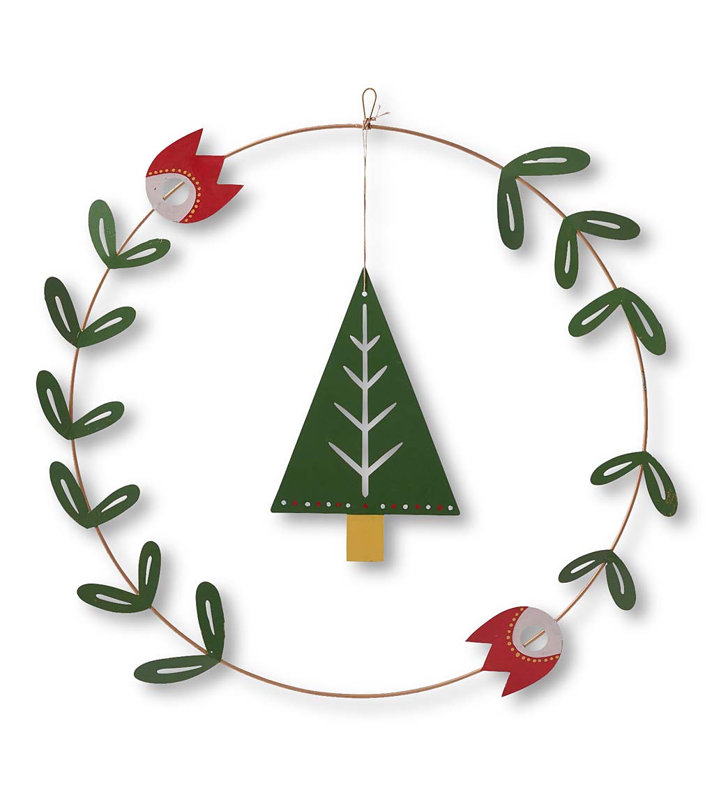 Whimsical Metal Holiday Tree Wreath