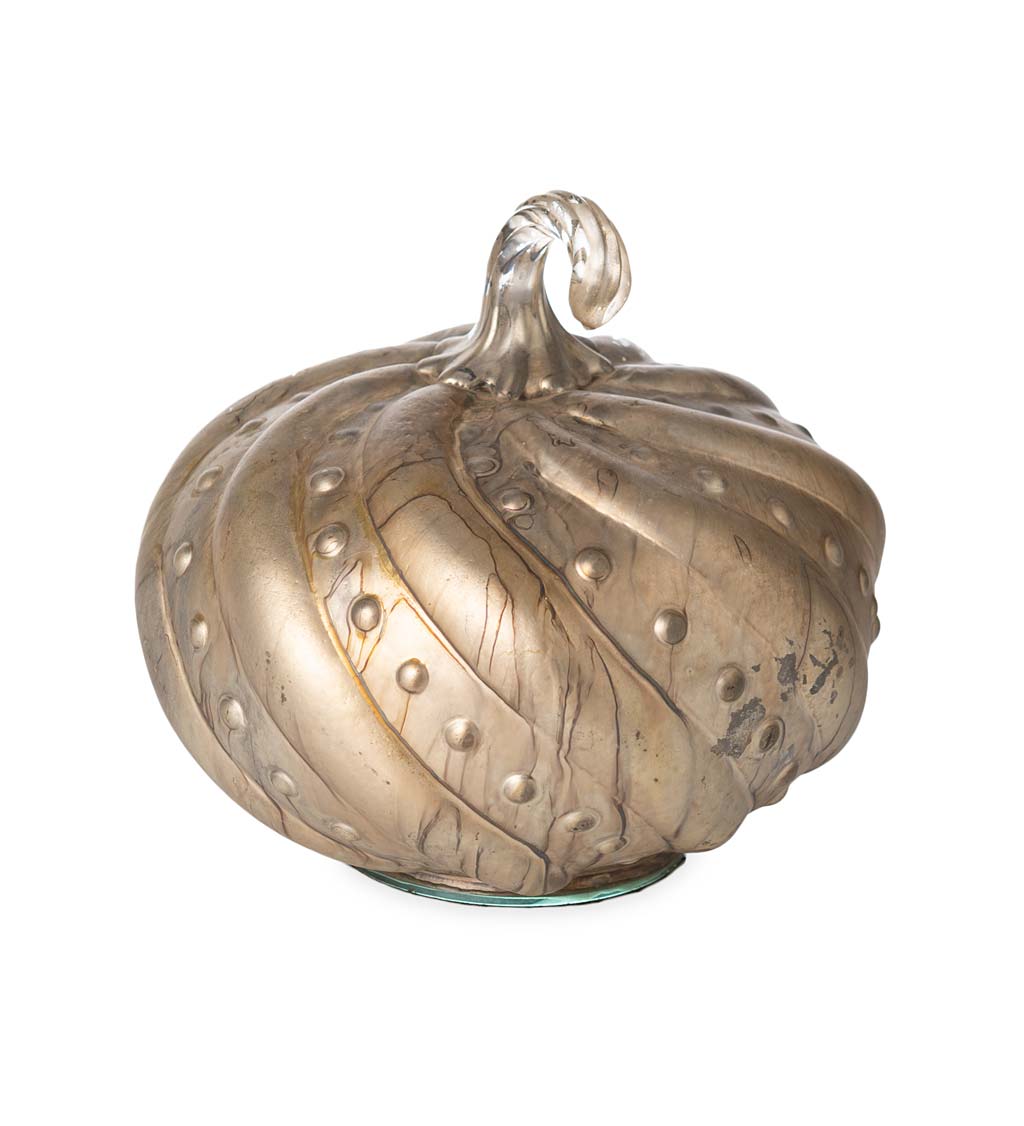Silver-Bronze Glass Pumpkin