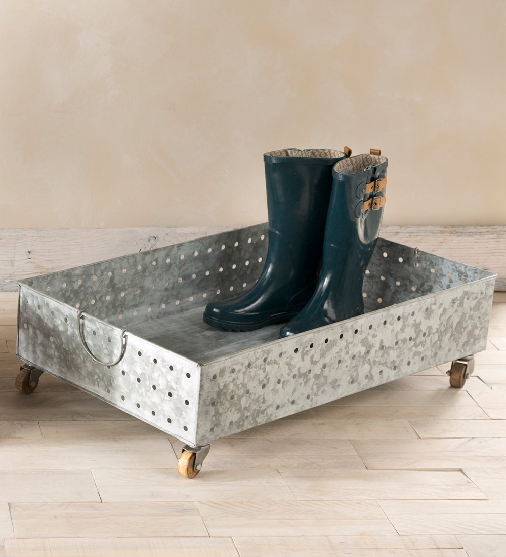 Hole Punched Galvanized Steel Rolling Boot Tray