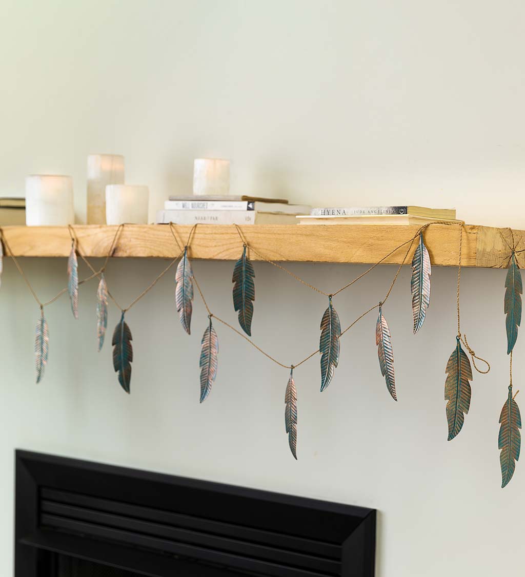 Distressed Metal Feather Garland