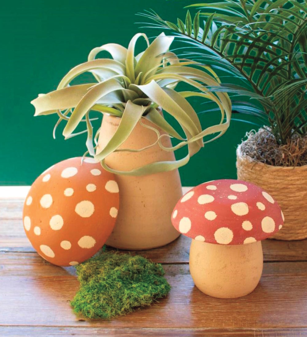 Clay Mushroom Canisters, Set of 2