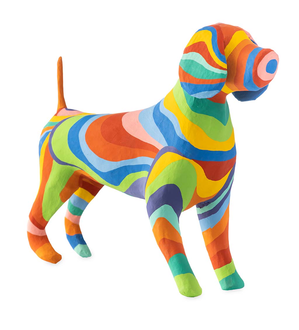 Rainbow Paper Mache Beagle Dog