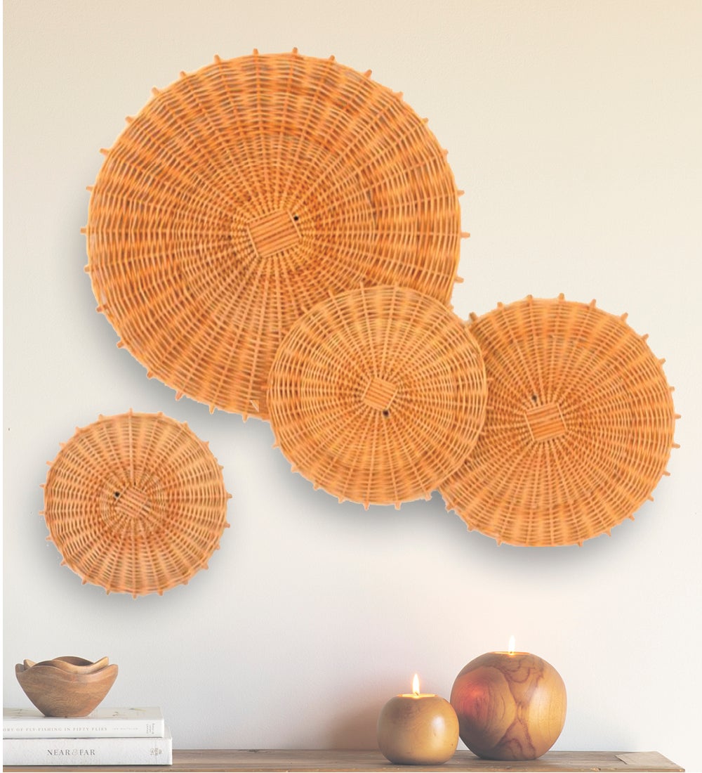 Woven Disk Wall Hangings, Set of 4