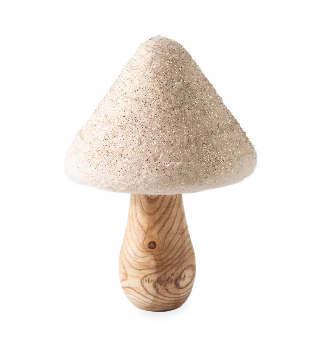Wood and Felted Wool Mushroom