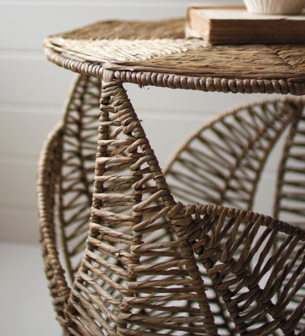 Woven Leaf Seagrass Side Table