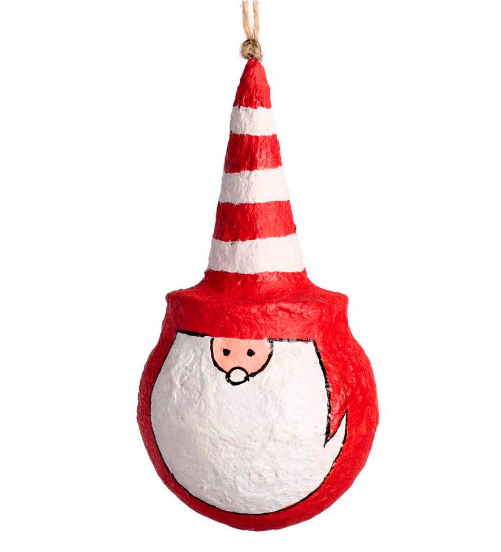 Recycled Fabric-Mache Santa Claus Ornament