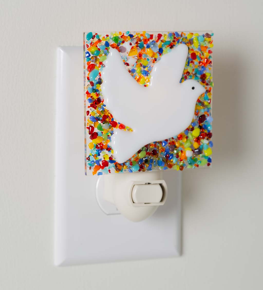 Recycled Confetti Glass Dove Nightlight