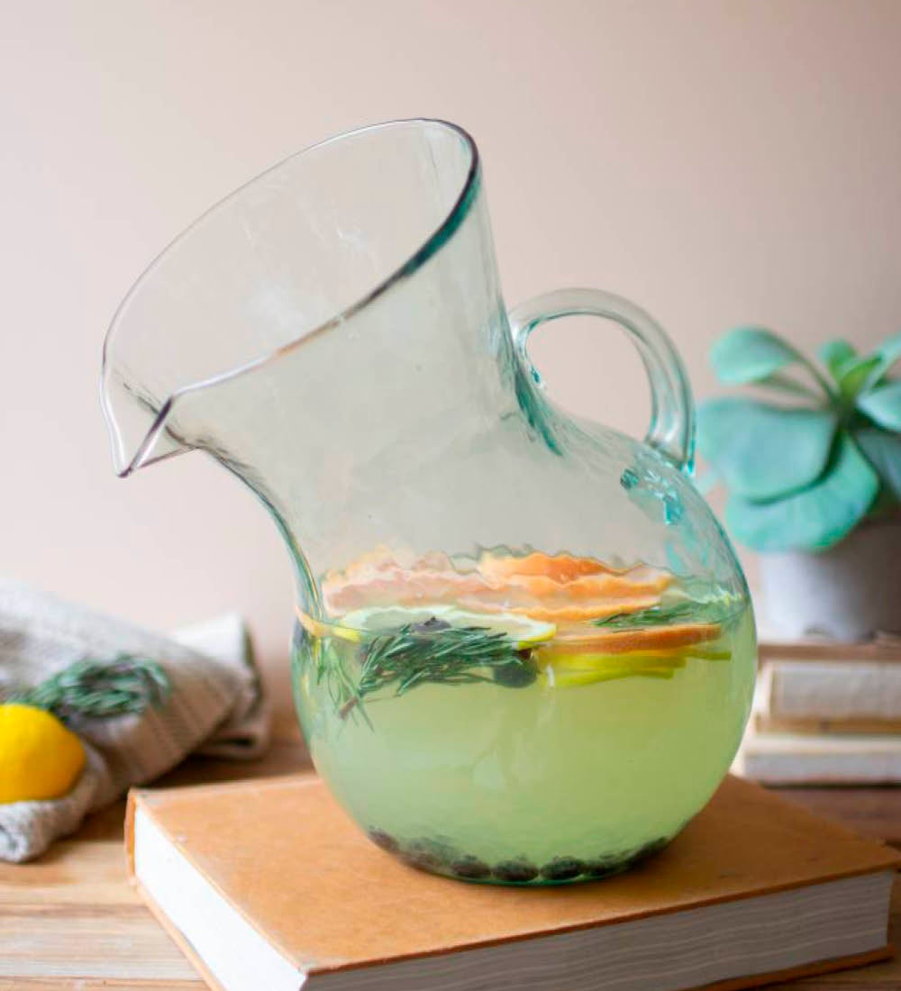 Large Recycled Glass-Tilted Pitcher