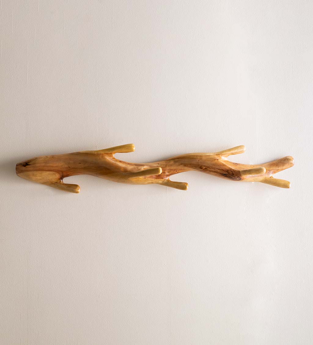 Nature-Inspired Twisted Suar Wood Wall Coat Rack