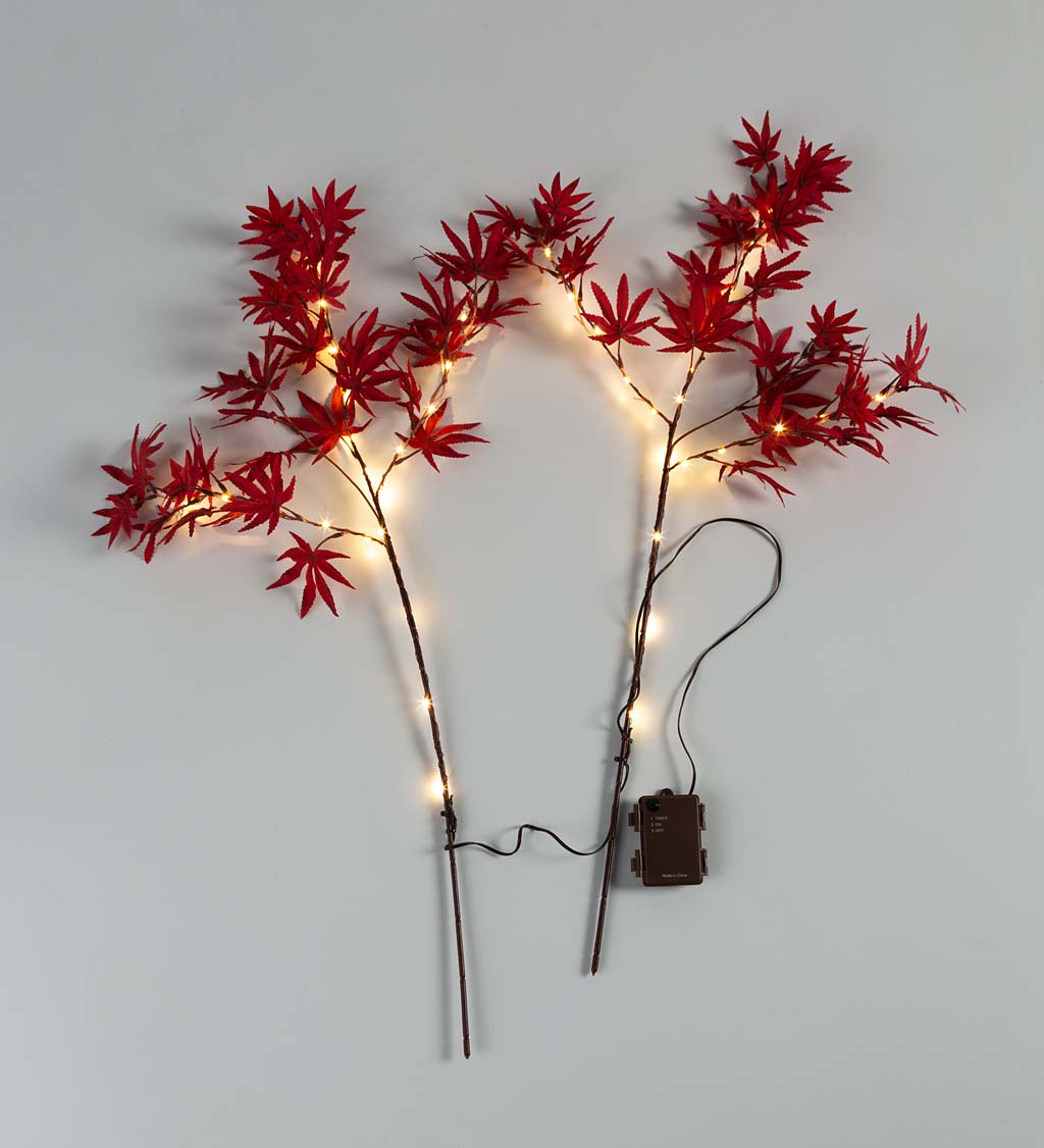 Indoor/Outdoor Lighted Japanese Maple Tree Connected Branches, Set of 2