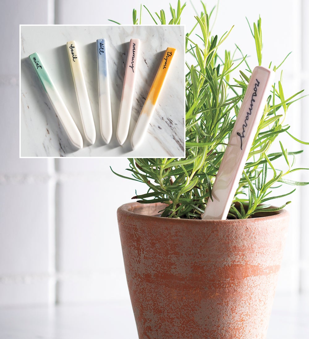 Watercolor Herb Plant Markers, Set of 5