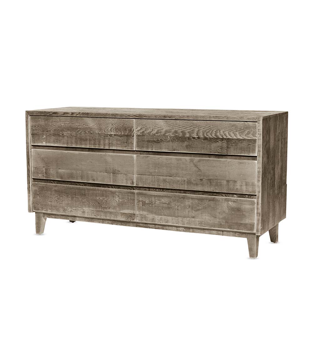 Vintage Fir Modern Century Reclaimed Wood 6 Drawer Dresser