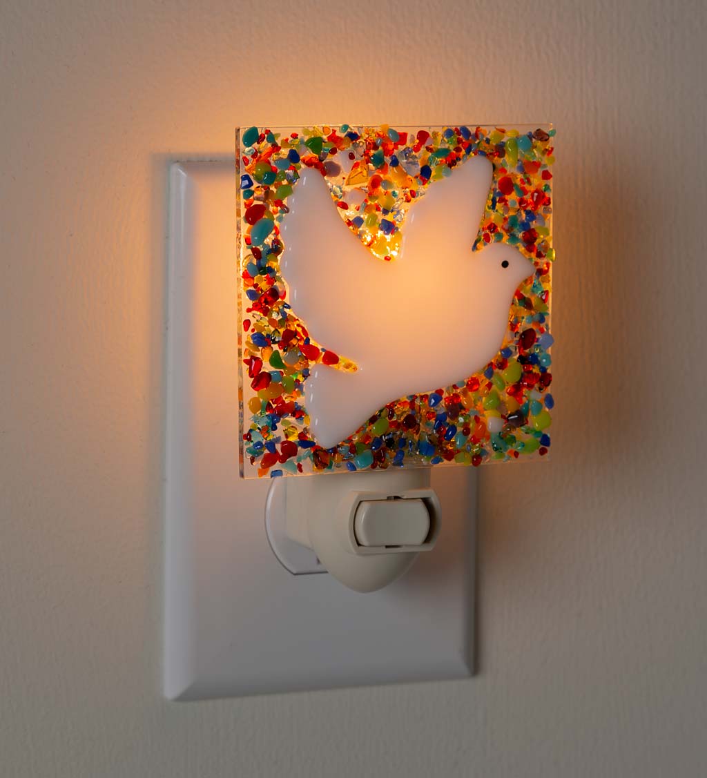 Recycled Confetti Glass Dove Nightlight