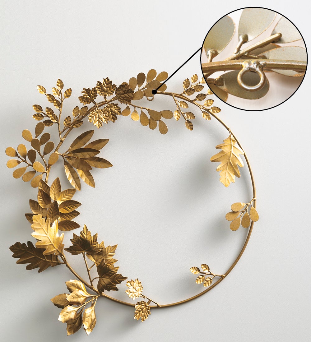 Gold Finish Recycled Metal Leaf Wreath