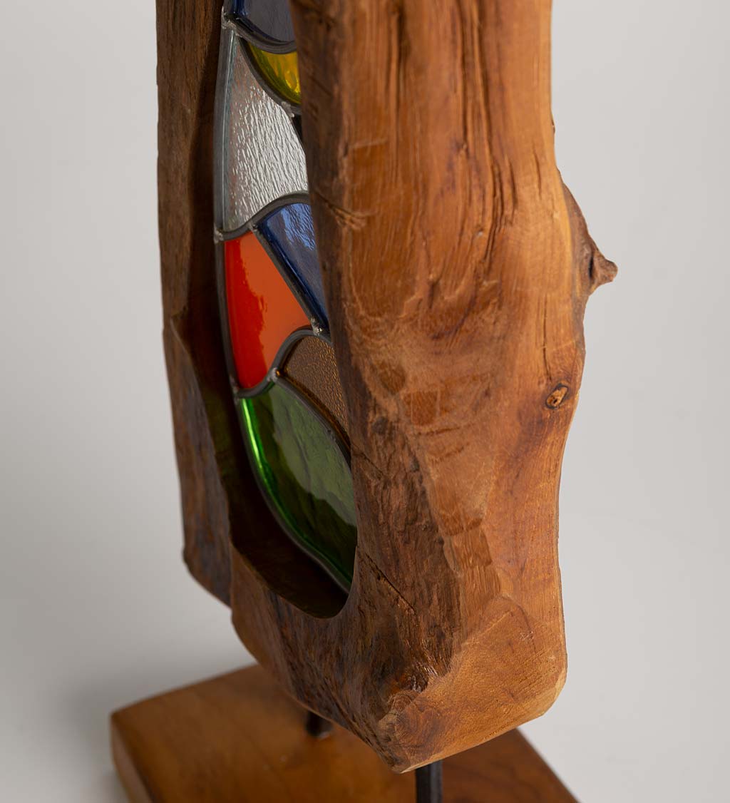 Found Wood and Stained Glass Sculpture